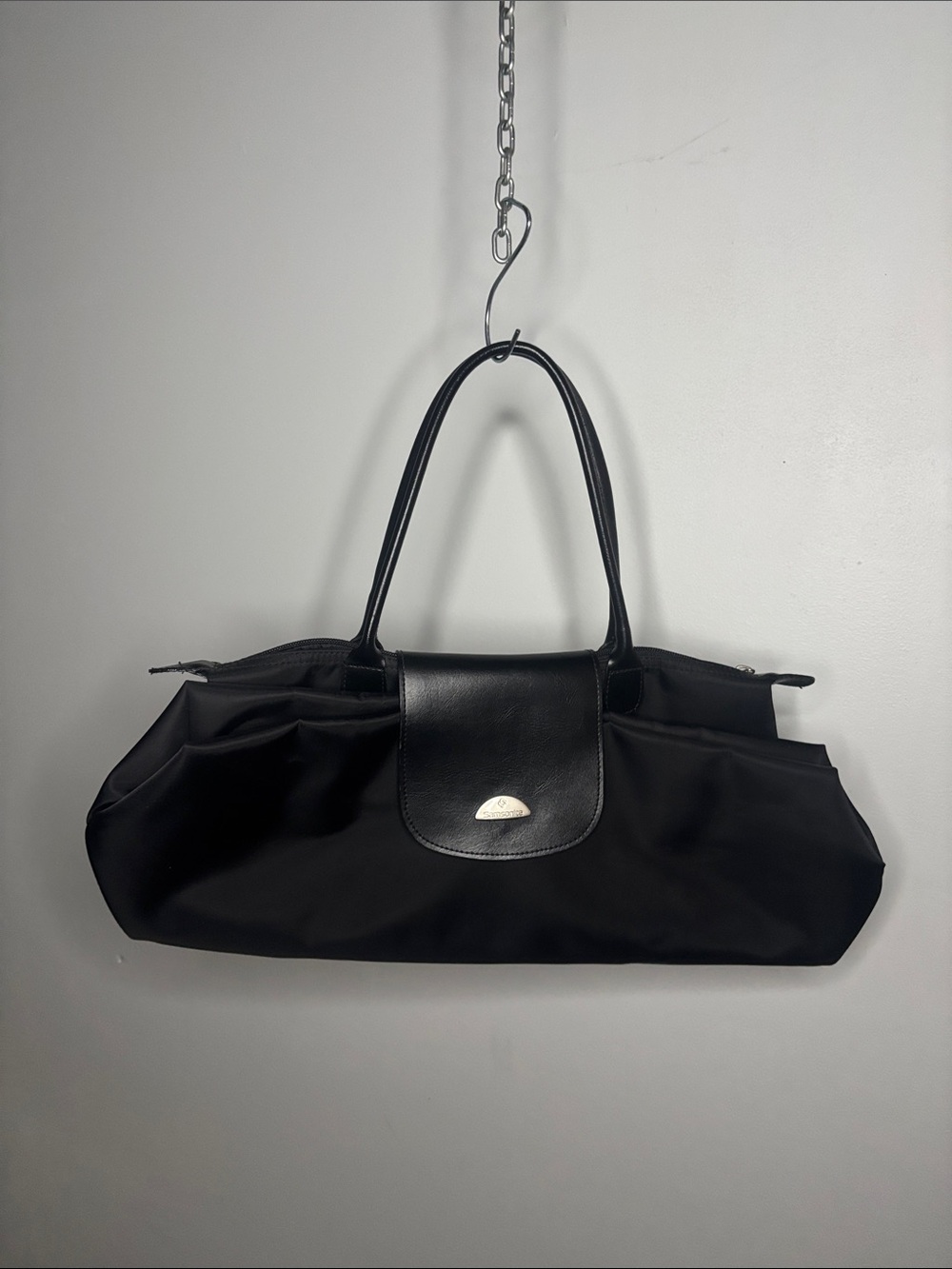 Samsonite Foldable Tote Carry-on Travel Bag Black Nylon Zip & Snap